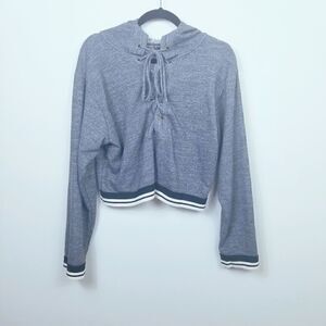 Fashion Nova Cropped Striped Hem Hoodie M#026